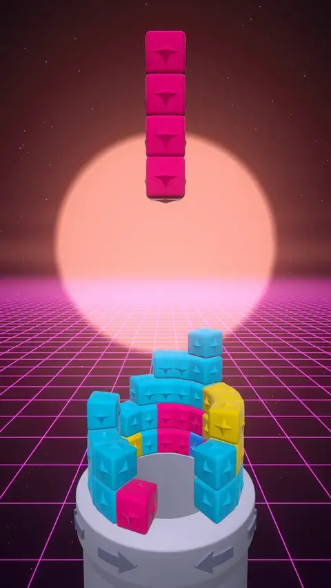 Tower Blast! Synthwave theme gameplay